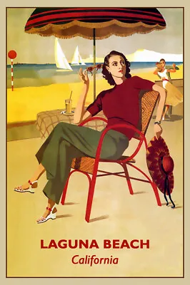 $18 • Buy Laguna Beach, California Vintage Travel Poster