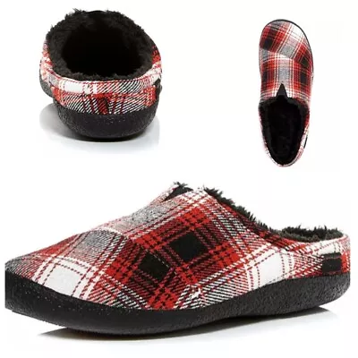 $18.89 • Buy Toms Mens Berkeley Woolen Faux Fur Plaid Slip-On Slippers Shoes Size 11 D NWOB