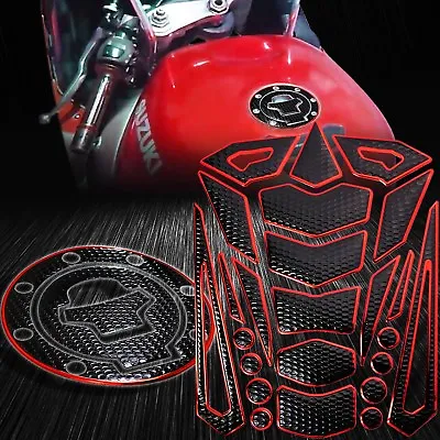 16PC Perforated Gas Tank Pad+Fuel Cap Cover 97-03 GSXR-600/750/1000 Chromed Red • $31.88