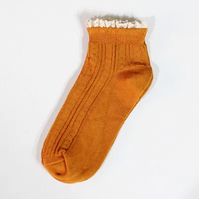 Ladies Cute And Unique 50's Retro Cotton Rib Ankle/Trainer Lace Trim Socks  • £3.25