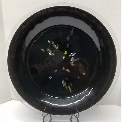 Vintage Murano Studio Art Glass Black Charger Plate Platter  Millefiori 16” Big • $60