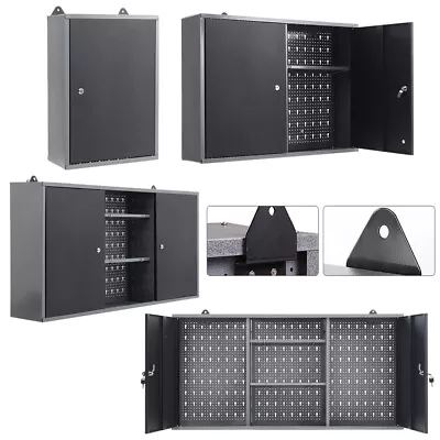Metal Wall Mounted Tool Cabinet Unit Garage Workshop Storage Cupboard With Lock • £39.99