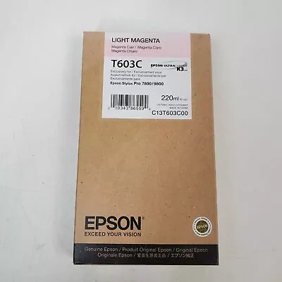 Genuine Epson T603C Light Magenta Ink Cartridge Stylus Pro 7800/9800 Exp:11/2019 • $129.97