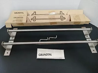 Ikea Grundtal Stainless Steel Towel Rack Bar 20 3/4” Set Of Two • $25