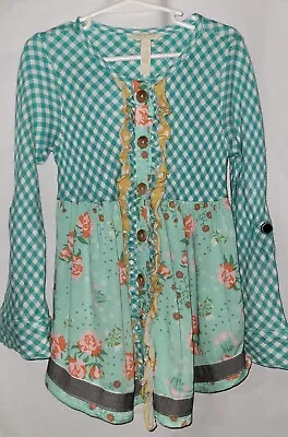 MATILDA JANE Girls Dress Top Shirt Long Adjustable Sleeves Ruffled Size 8 • $11.49