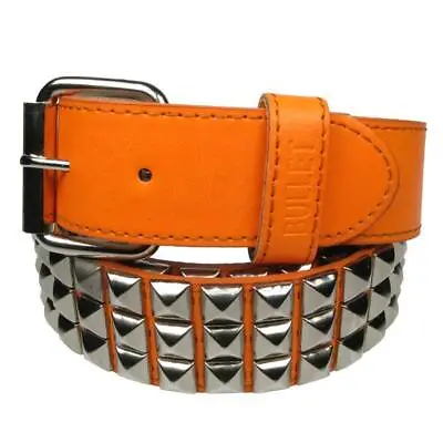 Men's Women's Orange PVC Silver Pyramid Belt G0043D • £10.99