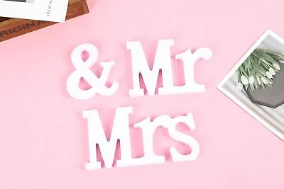 Large White Wooden Mr & Mrs Plaque - Wedding Home Decoration Wood Sign • £3.99