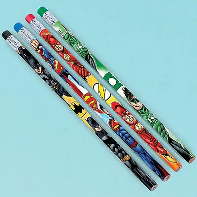 12 X JUSTICE LEAGUE PENCILS BIRTHDAY PARTY FAVORS GIFTS LOOT BAG FILLERS • $8.95