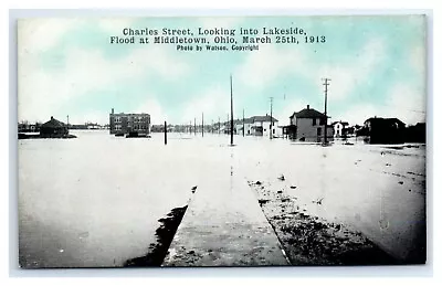 Middletown OH Disaster Postcard - Charles Street Looking Into Lakeside Flood • $7.69