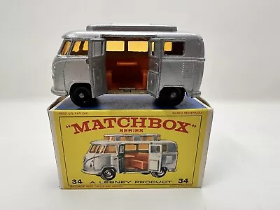 Matchbox Lesney Vintage VW Volkswagen Camper #34 Doors Open In Original Box MINT • $89.10