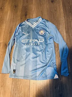 Manchester City Jack Grealish Puma 2023/24 Home Long Sleeve Jersey Size Medium • $90