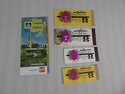 VTG 1974 Walt Disney World Magic Kingdom Ticket Key Books Adult Child & MAP BOOK • $35.99