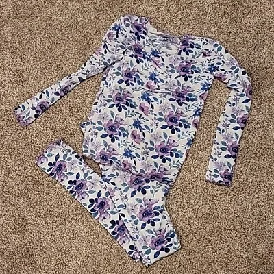 Vaenait Girl Pajama Set Size 10 Top Long Sleeve Pant Bottom Floral Purple Modal • $14.95