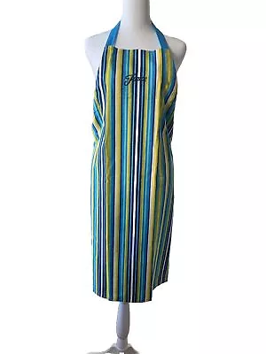 FiestaWare Apron Calypso Fashion Kitchen Utility Stripe Blue Yellow Fiesta NWOT • $14.20