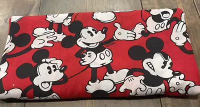 Vintage Disney Mickey Mouse Print All Over Vibrant Red Twin FLAT SHEET ONLY • $18.95