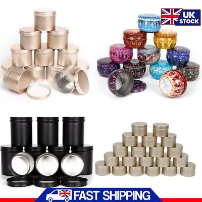 Candle Making Tins 50ml/100ml/200ml Empty Storage Jars With Screw Lids Gift UK • £13.56