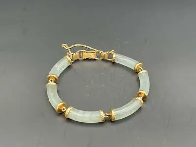 Ming's Hawaii 14kt Gold Green Translucent Jade Bracelet. • $3995
