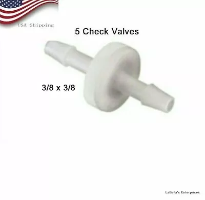 (5) Fittings  3/8  One Way Check Valve W/ Viton Diaphragm Inline HHO Auto • $15