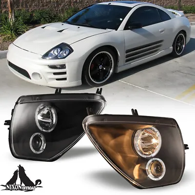 Fits 2000-2005 Mitsubishi Eclipse LED Halo Projector Headlights Black Left+Right • $125.99