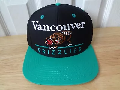 VTG NBA Vancouver Grizzlies LOGO Spellout Snapback Hat 90s Adidas NEW NWOT Black • $29.99