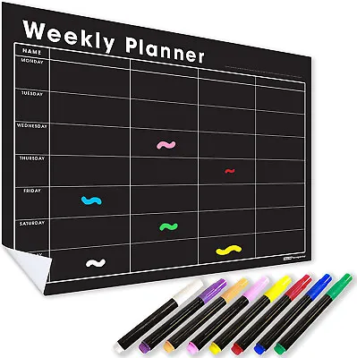 £14.95 • Buy Weekly Wall Planner Sticker + Liquid Chalk Markers Calendar Timetable Whiteboard