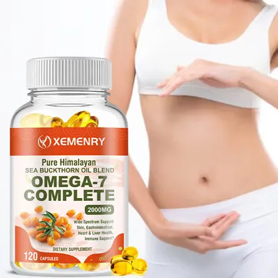 Omega-7 Complete 2000mg - Organic Sea Buckthorn Oil - For SkinHairNail Health • $25.19