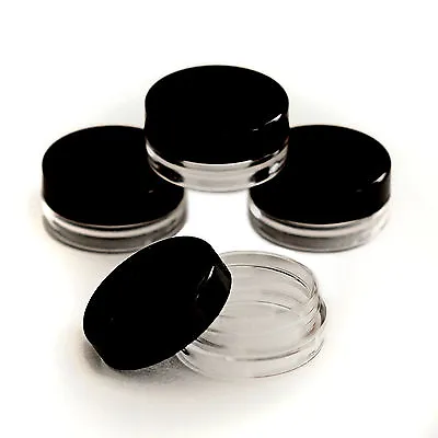 10 X 3ml CLEAR PLASTIC SAMPLE POTS/JARS BEST QUALITY Make-Up/Glitter/Cream Jgb10 • £4.09
