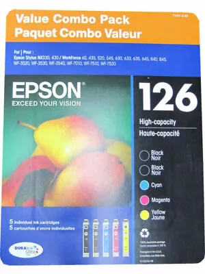 5-Pack EPSON 126 High Capacity Ink Cartridges Cyan Magenta Yellow Black EXP 7/20 • $34.99