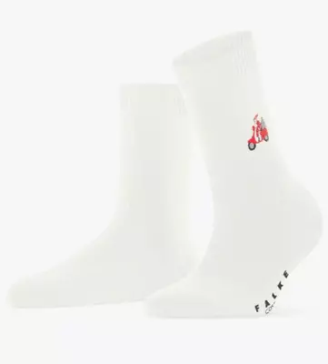 FALKE Socks Shoe Size 5.5 - 8 Wool Cashmere Blend Santa Embroidered - Off White • £12