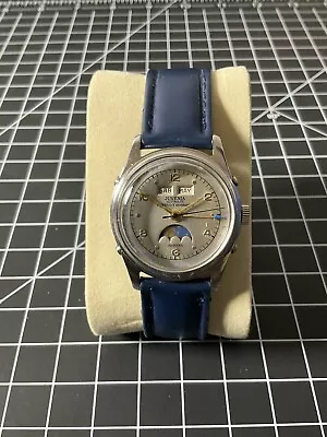 Vintage Juvenia Cuervo Y Sobrinos Automatic Moon Phase With Triple Date • $900