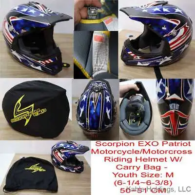 Youth Scorpion EXO Patriot Motor-cross/Motorcycle Dirt-Bike Riding Helmet Size M • $38.32