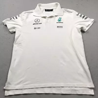 Petronas Shirt Mens Large White AMG Formula One Mercedes Cotton Polo Racing • $29.99