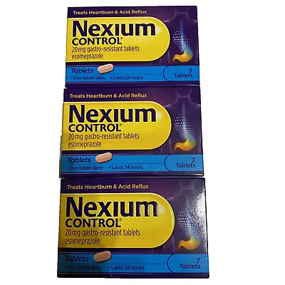 Nexium Control Treats Heartburn & Acid Reflux 20mg  Gastro-Resistant 7 X 3 • £14.35