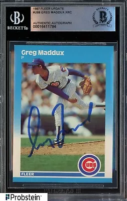 Greg Maddux Signed 1987 Fleer Update #U68 RC Rookie AUTO Cubs BGS BAS • $50