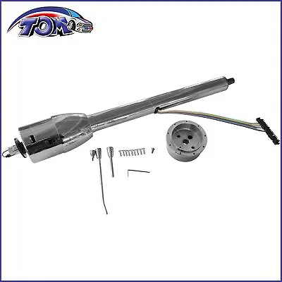 28  Chrome Tilt Manual Style Steering Column W/ Wheel Adapter No Key Hot Rod GM • $165.99