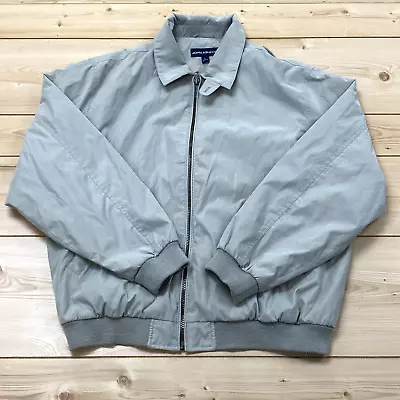 John Ashford Beige Solid Plain Long Sleeve Full Zip Bomber Jacket Men Size L • $50