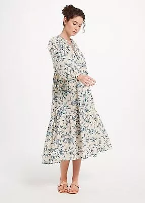 Matta NY Jaya Birdsong Dress In Milk Size XS Cream And Blue 100% Cotton • $225