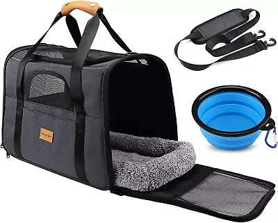 Foldable Pet Carrier Bag & Locking Safety Zippers Airline Approved Up To 20 Lbs • $37.95