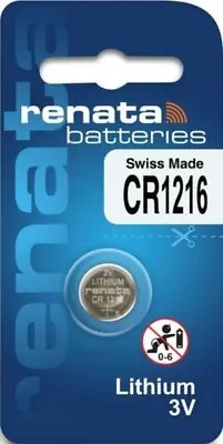 Renata CR1216 Watch Etc. Lithium Battery Good Dates 2030 On Brand New • £2.39