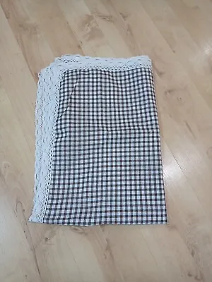 2 X Table Cloth 140x105cm  Cotton Check With Lace Trim • £14.99