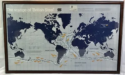 VINTAGE CHAY BLYTH SIGNED ROUND THE WORLD VOYAGE British Steel MAP BROCHURE  • £95