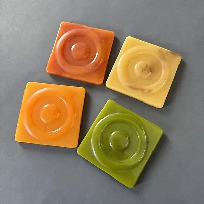 Crate & Barrel Retro Mid Century Modern Coasters 4  Square - Lucite - Set Of 4 • $24