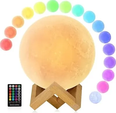 Moon Lamp With 16 Colors LED Night Light With Stand Time Setting Touch W/ Remote • $23.96