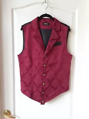 VATPAVE Men's S Victorian Suit Vest Steampunk Gothic Waistcoat Red & Black NWOT! • $49