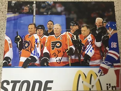 Flyers Lcb Line Bobby Clarke Bill Barber Reggie Leach Signed 8x10 #4 Stanley Cup • $99