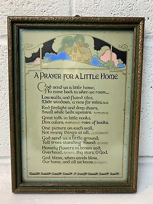 Antique 20s Buzza Motto Poem Deco Framed Litho “PRAYER FOR A LITTLE HOME” Art • $40