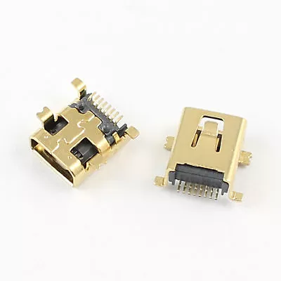 100Pcs Mini USB Female 8 Pin SMT SMD Socket Connector Gold Plated • $11.99
