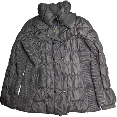Via Spiga Charcoal Gray Quilted Down Filled Double Breasted Puffer Jacket L • $49