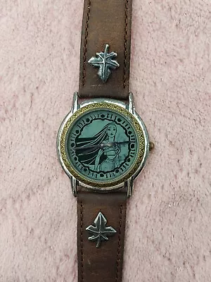 $28 • Buy Vintage Fossil Disney Pocahontas Watch Leather Band DS-167 Store Exclusive Leaf