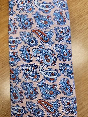 PINK TIE 100% Silk Hopsack Traditional Paisley Tie PINK • £3.49